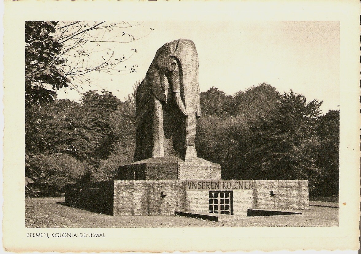 Historische Ansicht des Kolonialdenkmals, der Elefant, Bremen