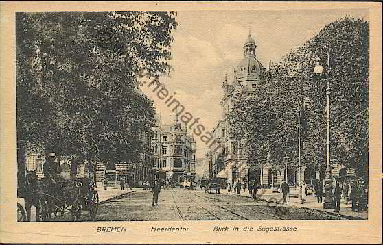 Das Bild zeigt den Blick vom Herdentor in die Sögestraße um 1900
