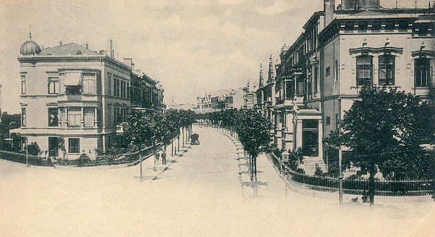 Das Bild zeigt die Parkstraße von der Schwachhauser Heerstraße um 1900