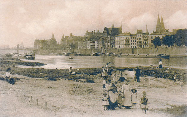 Das Bild zeigt den Blick zum Maritinianleger Tiefer um 1920